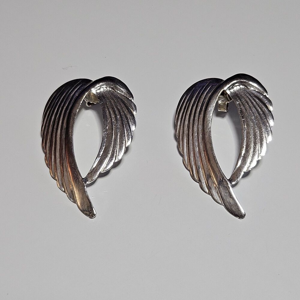 Vintage 925 Italy Sterling Silver Angel Wing Earrings